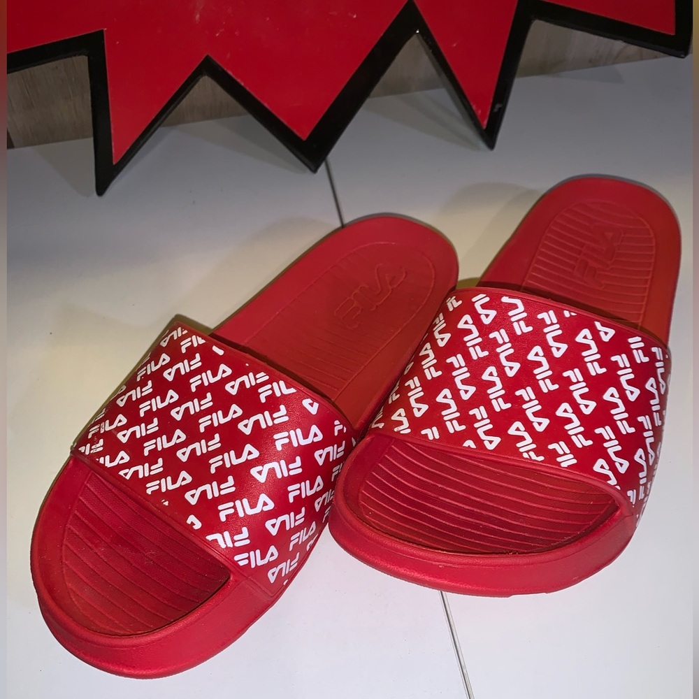 Fila Vibrant Red Slide Sandals - Picture 3 of 7